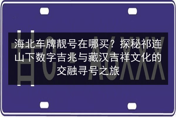 海北车牌靓号在哪买？探秘祁连山下数字吉兆与藏汉吉祥文化的交融寻号之旅 第2张