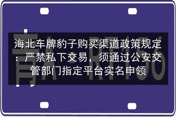 海北车牌豹子购买渠道政策规定：严禁私下交易，须通过公安交管部门指定平台实名申领 第1张
