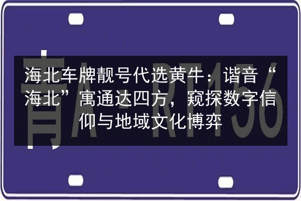 海北车牌靓号代选黄牛：谐音“海北”寓通达四方，窥探数字信仰与地域文化博弈 第1张