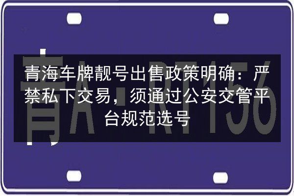 青海车牌靓号出售政策明确:严禁私下交易,须通过公安交管平台规范选号 第2张 青海车牌靓号出售政策明确:严禁私下交易,须通过公安交管平台规范选号 第2张