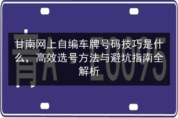 甘南网上自编车牌号码技巧是什么，高效选号方法与避坑指南全解析 第3张