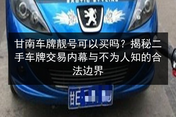 甘南车牌靓号可以买吗?揭秘二手车牌交易内幕与不为人知的合法边界 第2张 甘南车牌靓号可以买吗?揭秘二手车牌交易内幕与不为人知的合法边界 第2张