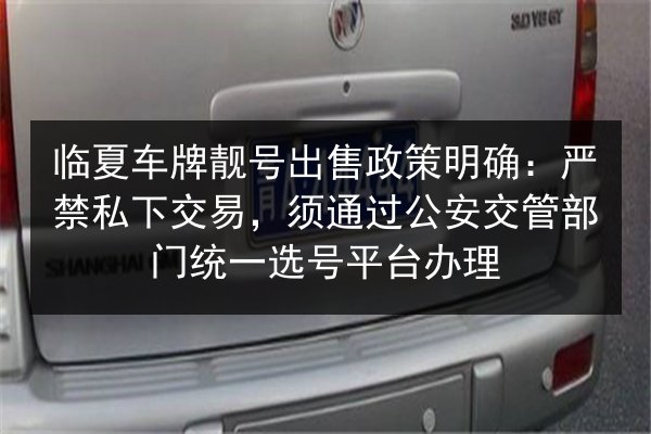 临夏车牌靓号出售政策明确:严禁私下交易,须通过公安交管部门统一选号平台办理 第2张 临夏车牌靓号出售政策明确:严禁私下交易,须通过公安交管部门统一选号平台办理 第2张