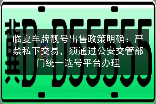 临夏车牌靓号出售政策明确:严禁私下交易,须通过公安交管部门统一选号平台办理 第3张 临夏车牌靓号出售政策明确:严禁私下交易,须通过公安交管部门统一选号平台办理 第3张