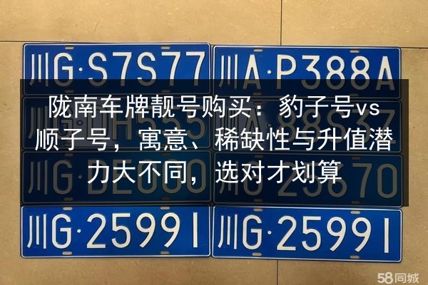 陇南车牌靓号购买:豹子号vs顺子号,寓意、稀缺性与升值潜力大不同,选对才划算 第2张 陇南车牌靓号购买:豹子号vs顺子号,寓意、稀缺性与升值潜力大不同,选对才划算 第2张