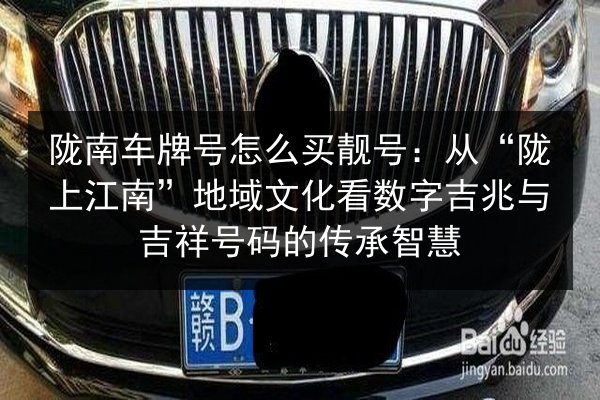 陇南车牌号怎么买靓号：从“陇上江南”地域文化看数字吉兆与吉祥号码的传承智慧 第3张