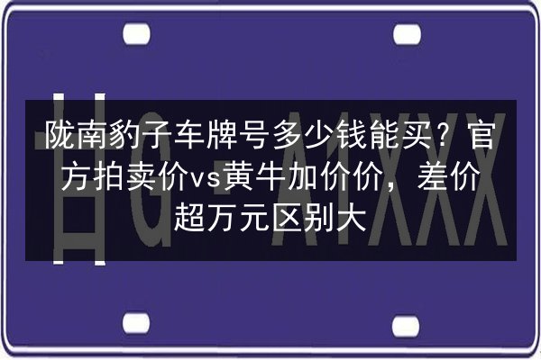 陇南豹子车牌号多少钱能买?官方拍卖价vs黄牛加价价,差价超万元区别大 第2张 陇南豹子车牌号多少钱能买?官方拍卖价vs黄牛加价价,差价超万元区别大 第2张