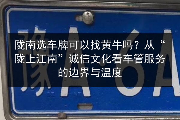 陇南选车牌可以找黄牛吗?从“陇上江南”诚信文化看车管服务的边界与温度 第2张 陇南选车牌可以找黄牛吗?从“陇上江南”诚信文化看车管服务的边界与温度 第2张