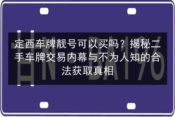 定西车牌靓号可以买吗？揭秘二手车牌交易内幕与不为人知的合法获取真相 第2张