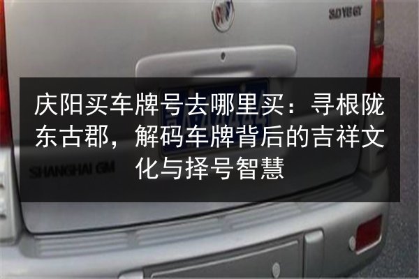 庆阳买车牌号去哪里买:寻根陇东古郡,解码车牌背后的吉祥文化与择号智慧 第2张 庆阳买车牌号去哪里买:寻根陇东古郡,解码车牌背后的吉祥文化与择号智慧 第2张
