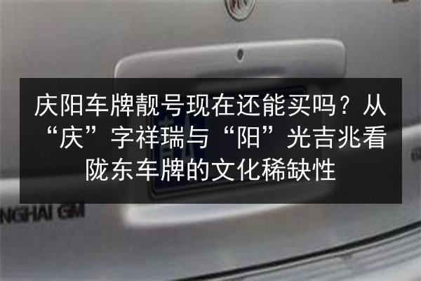 庆阳车牌靓号现在还能买吗？从“庆”字祥瑞与“阳”光吉兆看陇东车牌的文化稀缺性 第3张