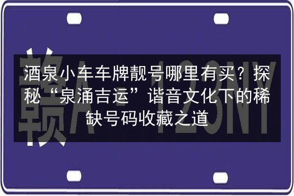 酒泉小车车牌靓号哪里有买?探秘“泉涌吉运”谐音文化下的稀缺号码收藏之道 第3张 酒泉小车车牌靓号哪里有买?探秘“泉涌吉运”谐音文化下的稀缺号码收藏之道 第3张