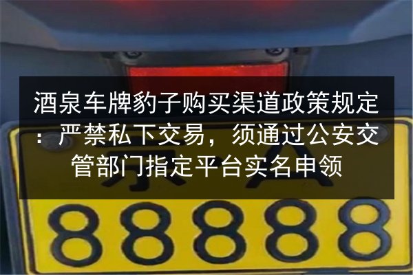 酒泉车牌豹子购买渠道政策规定：严禁私下交易，须通过公安交管部门指定平台实名申领