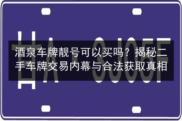 酒泉车牌靓号可以买吗?揭秘二手车牌交易内幕与合法获取真相 第3张 酒泉车牌靓号可以买吗?揭秘二手车牌交易内幕与合法获取真相 第3张