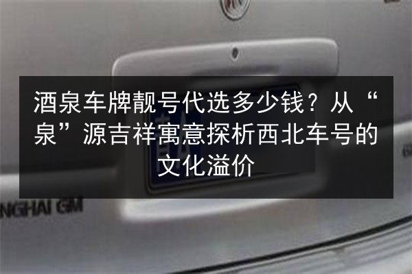 酒泉车牌靓号代选多少钱?从“泉”源吉祥寓意探析西北车号的文化溢价 第2张 酒泉车牌靓号代选多少钱?从“泉”源吉祥寓意探析西北车号的文化溢价 第2张