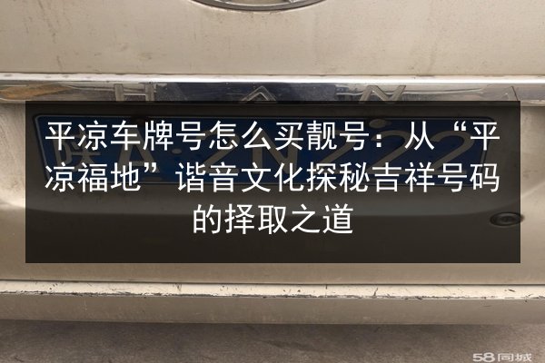 平凉车牌号怎么买靓号:从“平凉福地”谐音文化探秘吉祥号码的择取之道 第2张 平凉车牌号怎么买靓号:从“平凉福地”谐音文化探秘吉祥号码的择取之道 第2张
