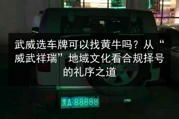 武威选车牌可以找黄牛吗？从“威武祥瑞”地域文化看合规择号的礼序之道 第2张