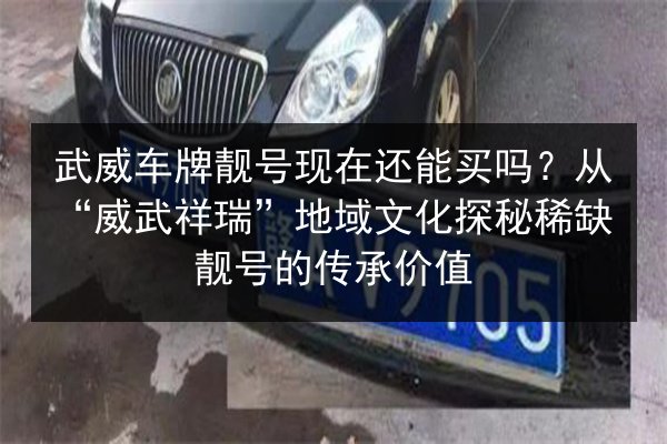 武威车牌靓号现在还能买吗？从“威武祥瑞”地域文化探秘稀缺靓号的传承价值