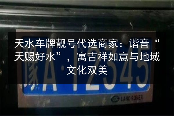 天水车牌靓号代选商家:谐音“天赐好水”,寓吉祥如意与地域文化双美 第2张 天水车牌靓号代选商家:谐音“天赐好水”,寓吉祥如意与地域文化双美 第2张