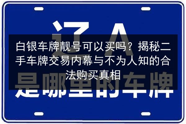 白银车牌靓号可以买吗？揭秘二手车牌交易内幕与不为人知的合法购买真相 第3张