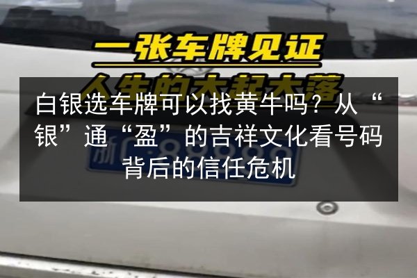 白银选车牌可以找黄牛吗？从“银”通“盈”的吉祥文化看号码背后的信任危机 第3张
