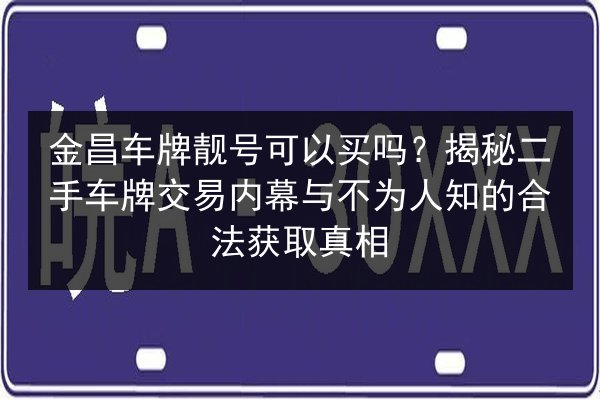 金昌车牌靓号可以买吗？揭秘二手车牌交易内幕与不为人知的合法获取真相 第3张