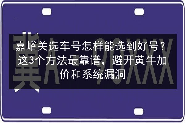 嘉峪关选车号怎样能选到好号?这3个方法最靠谱,避开黄牛加价和系统漏洞 第3张 嘉峪关选车号怎样能选到好号?这3个方法最靠谱,避开黄牛加价和系统漏洞 第3张
