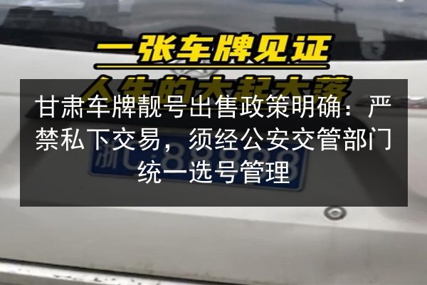 甘肃车牌靓号出售政策明确：严禁私下交易，须经公安交管部门统一选号管理 第2张