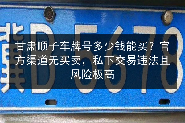 甘肃顺子车牌号多少钱能买？官方渠道无买卖，私下交易违法且风险极高 第2张