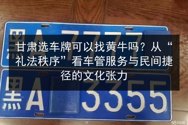 甘肃选车牌可以找黄牛吗?从“礼法秩序”看车管服务与民间捷径的文化张力 第2张 甘肃选车牌可以找黄牛吗?从“礼法秩序”看车管服务与民间捷径的文化张力 第2张