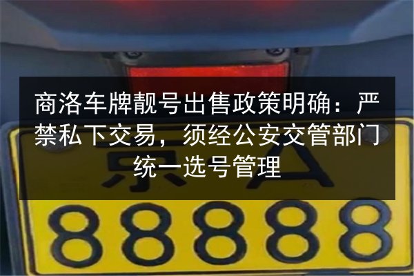 商洛车牌靓号出售政策明确：严禁私下交易，须经公安交管部门统一选号管理 第1张