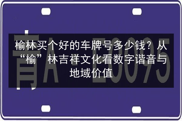 榆林买个好的车牌号多少钱？从“榆”林吉祥文化看数字谐音与地域价值