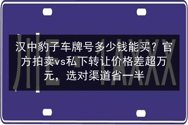 汉中豹子车牌号多少钱能买?官方拍卖vs私下转让价格差超万元,选对渠道省一半 第1张 汉中豹子车牌号多少钱能买?官方拍卖vs私下转让价格差超万元,选对渠道省一半 第1张