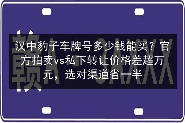 汉中豹子车牌号多少钱能买?官方拍卖vs私下转让价格差超万元,选对渠道省一半 第2张 汉中豹子车牌号多少钱能买?官方拍卖vs私下转让价格差超万元,选对渠道省一半 第2张