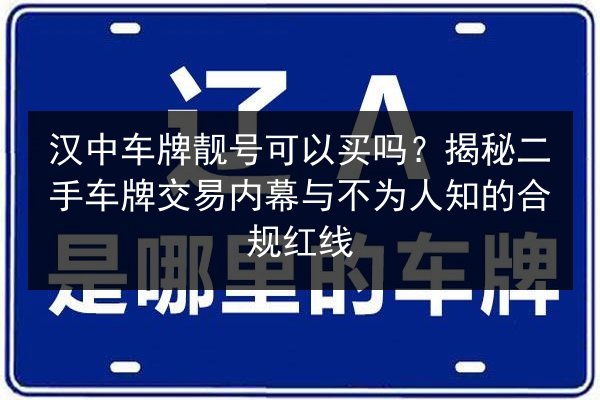 汉中车牌靓号可以买吗？揭秘二手车牌交易内幕与不为人知的合规红线