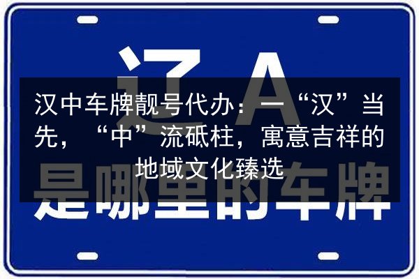 汉中车牌靓号代办：一“汉”当先，“中”流砥柱，寓意吉祥的地域文化臻选