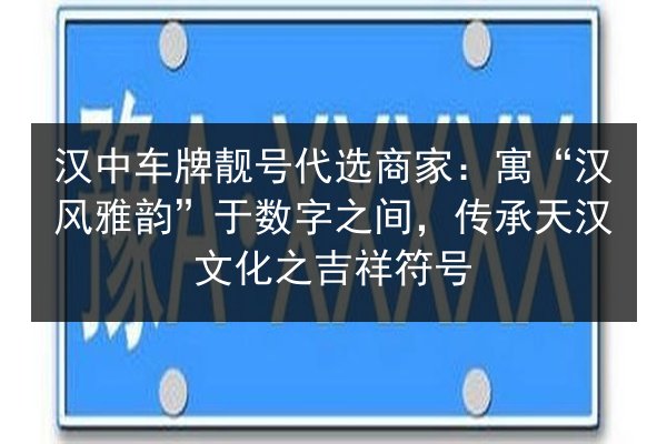 汉中车牌靓号代选商家:寓“汉风雅韵”于数字之间,传承天汉文化之吉祥符号 第3张 汉中车牌靓号代选商家:寓“汉风雅韵”于数字之间,传承天汉文化之吉祥符号 第3张