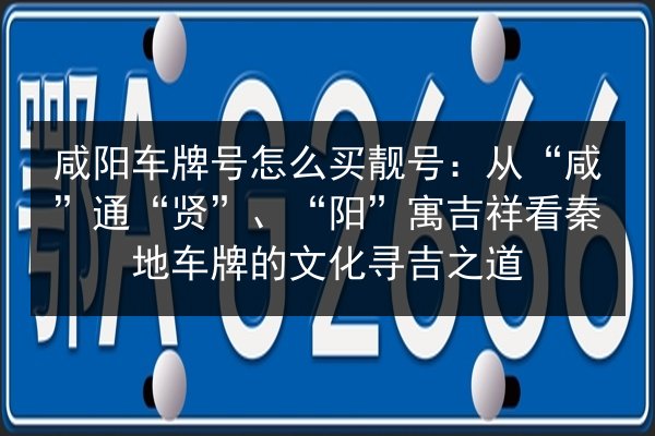 咸阳车牌号怎么买靓号:从“咸”通“贤”、“阳”寓吉祥看秦地车牌的文化寻吉之道 第1张 咸阳车牌号怎么买靓号:从“咸”通“贤”、“阳”寓吉祥看秦地车牌的文化寻吉之道 第1张