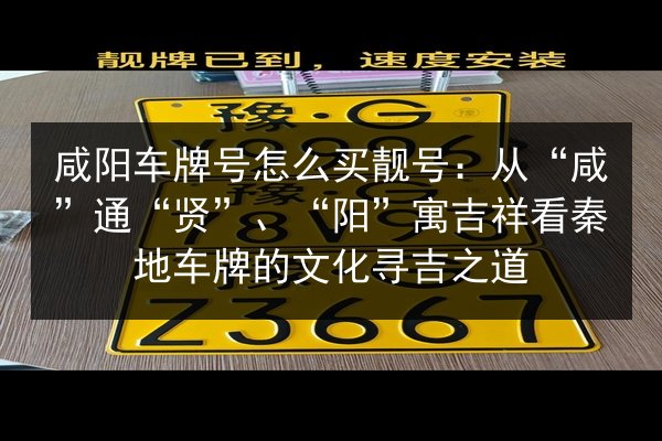 咸阳车牌号怎么买靓号:从“咸”通“贤”、“阳”寓吉祥看秦地车牌的文化寻吉之道 第2张 咸阳车牌号怎么买靓号:从“咸”通“贤”、“阳”寓吉祥看秦地车牌的文化寻吉之道 第2张
