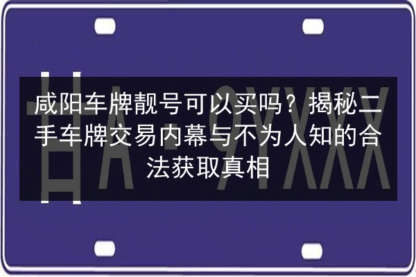 咸阳车牌靓号可以买吗?揭秘二手车牌交易内幕与不为人知的合法获取真相 第2张 咸阳车牌靓号可以买吗?揭秘二手车牌交易内幕与不为人知的合法获取真相 第2张