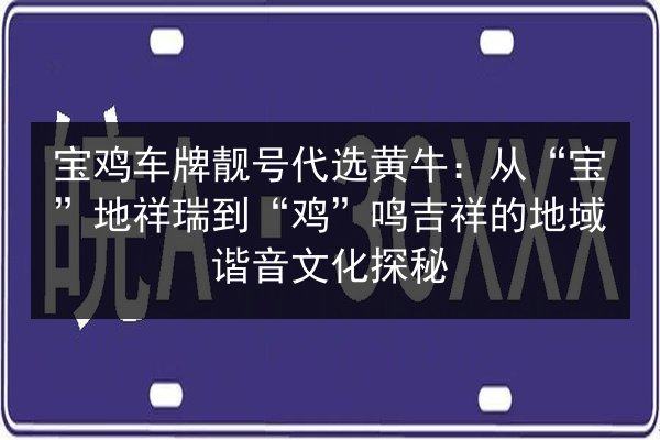 宝鸡车牌靓号代选黄牛:从“宝”地祥瑞到“鸡”鸣吉祥的地域谐音文化探秘 第2张 宝鸡车牌靓号代选黄牛:从“宝”地祥瑞到“鸡”鸣吉祥的地域谐音文化探秘 第2张
