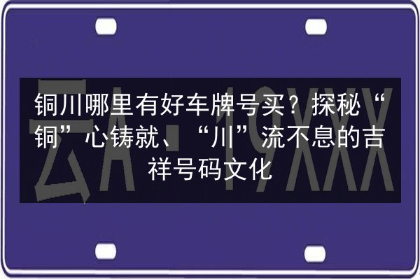 铜川哪里有好车牌号买?探秘“铜”心铸就、“川”流不息的吉祥号码文化 第3张 铜川哪里有好车牌号买?探秘“铜”心铸就、“川”流不息的吉祥号码文化 第3张