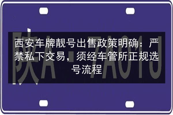 西安车牌靓号出售政策明确:严禁私下交易,须经车管所正规选号流程 第2张 西安车牌靓号出售政策明确:严禁私下交易,须经车管所正规选号流程 第2张