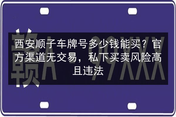 西安顺子车牌号多少钱能买？官方渠道无交易，私下买卖风险高且违法 第2张