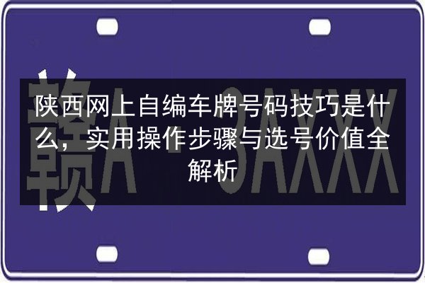 陕西网上自编车牌号码技巧是什么，实用操作步骤与选号价值全解析 第2张