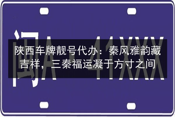陕西车牌靓号代办:秦风雅韵藏吉祥,三秦福运凝于方寸之间 第2张 陕西车牌靓号代办:秦风雅韵藏吉祥,三秦福运凝于方寸之间 第2张