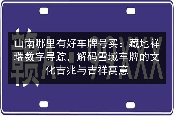 山南哪里有好车牌号买：藏地祥瑞数字寻踪，解码雪域车牌的文化吉兆与吉祥寓意 第2张