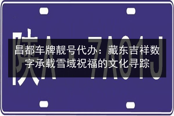 昌都车牌靓号代办:藏东吉祥数字承载雪域祝福的文化寻踪 第3张 昌都车牌靓号代办:藏东吉祥数字承载雪域祝福的文化寻踪 第3张