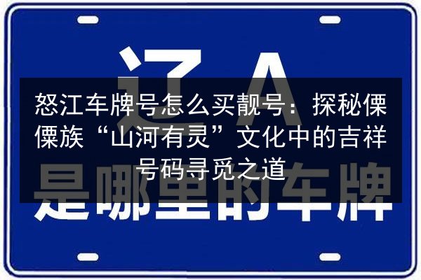 怒江车牌号怎么买靓号：探秘傈僳族“山河有灵”文化中的吉祥号码寻觅之道 第3张