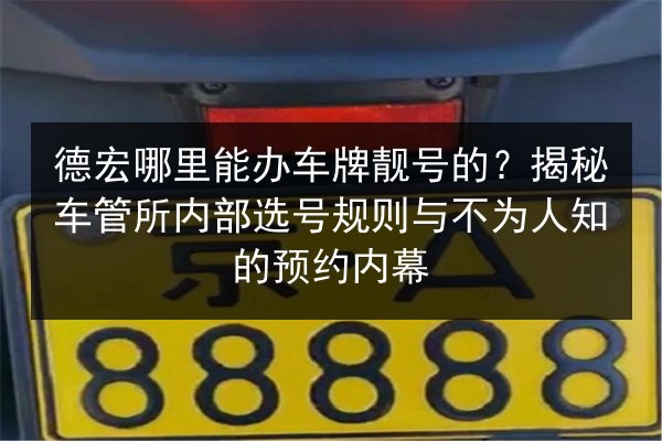 德宏哪里能办车牌靓号的?揭秘车管所内部选号规则与不为人知的预约内幕 第2张 德宏哪里能办车牌靓号的?揭秘车管所内部选号规则与不为人知的预约内幕 第2张